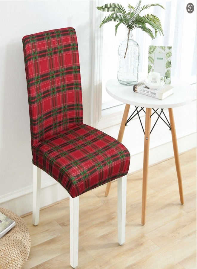 bnhjsdw 4Pcs Christmas Plaid Chair Covers Set - Stretch Elastic Edge, Removable Red Chair Protectors, Suitable for Dining Room/Kitchen Chairs - Image 2